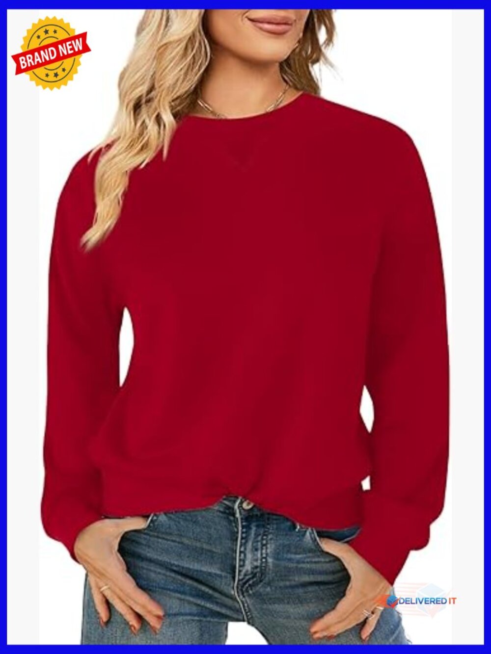 Cotton Crew Neck Pullover Sweatshirt - Long Sleeve Casual